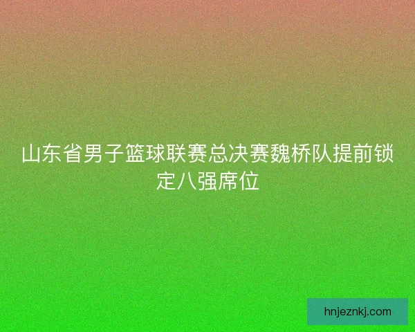 山东省男子篮球联赛总决赛魏桥队提前锁定八强席位